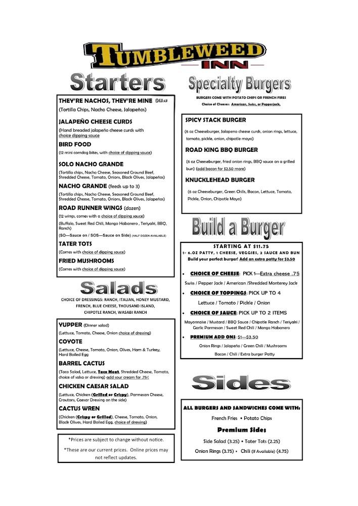 Tumbleweed Inn Menu image 2